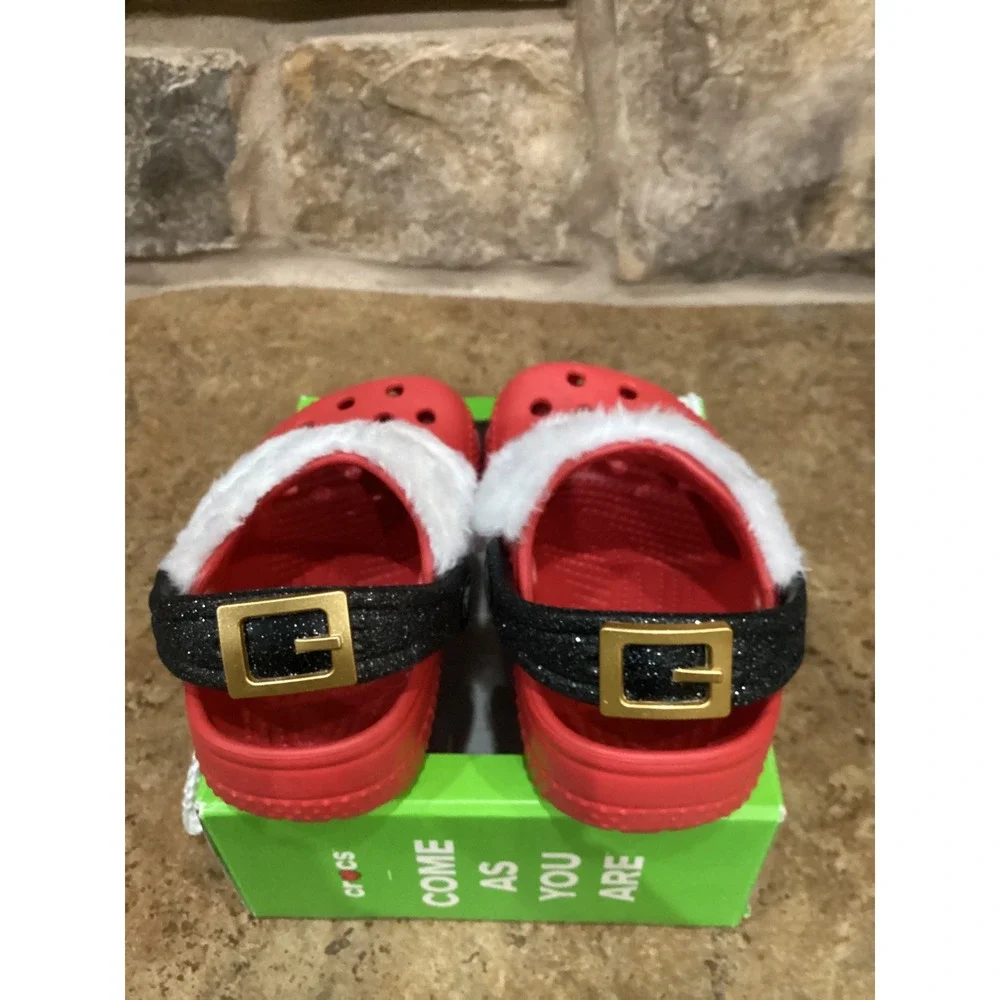 Crocs Littles Santa Baby Toddler Clogs Varsity Red Lined Size C2-3 New